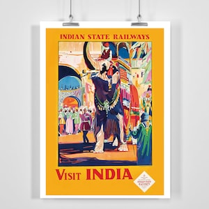 Visite India Indian State Railways Vintage Travel Poster - Enmarcado / Sin marco