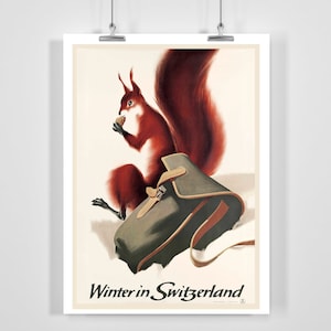 Winter in Switzerland Vintage Travel Poster - Framed / Unframed