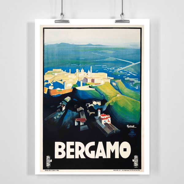 Bergamo Lombardy Italy Vintage Travel Poster - Framed / Unframed