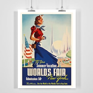 See The World&#39;s Fair New York - Vintage Travel Poster - Framed / Unframed