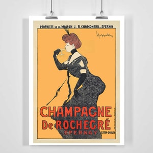 Champagne de Rochegre Epernay Vintage Drink Poster - Gerahmt/Ungerahmt