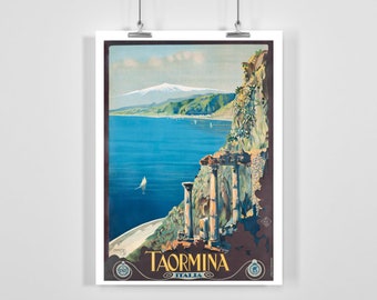 Taormina Sicily Italy Vintage Travel Poster - Framed / Unframed
