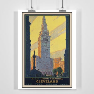 New York Cleveland Union Terminal Vintage Travel Poster - Framed / Unframed