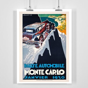 Rallye Automobile Monte Carlo Janvier 1930 ビンテージ レーシング ポスター - フレーム付き / フレームなし