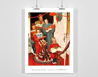 Merry Christmas, Grandma Christmas Magazine Cover Retro Christmas Illustration Vintage Advertising Poster - Framed / Unframed