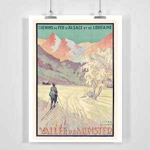 Munster Valley Vosges Alsace France Vintage Ski Poster - Framed / Unframed
