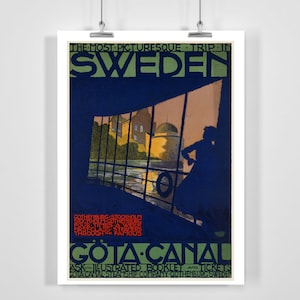 Göta Canal La plus pittoresque de Suède affiche de voyage vintage - Encadré / Non encadré