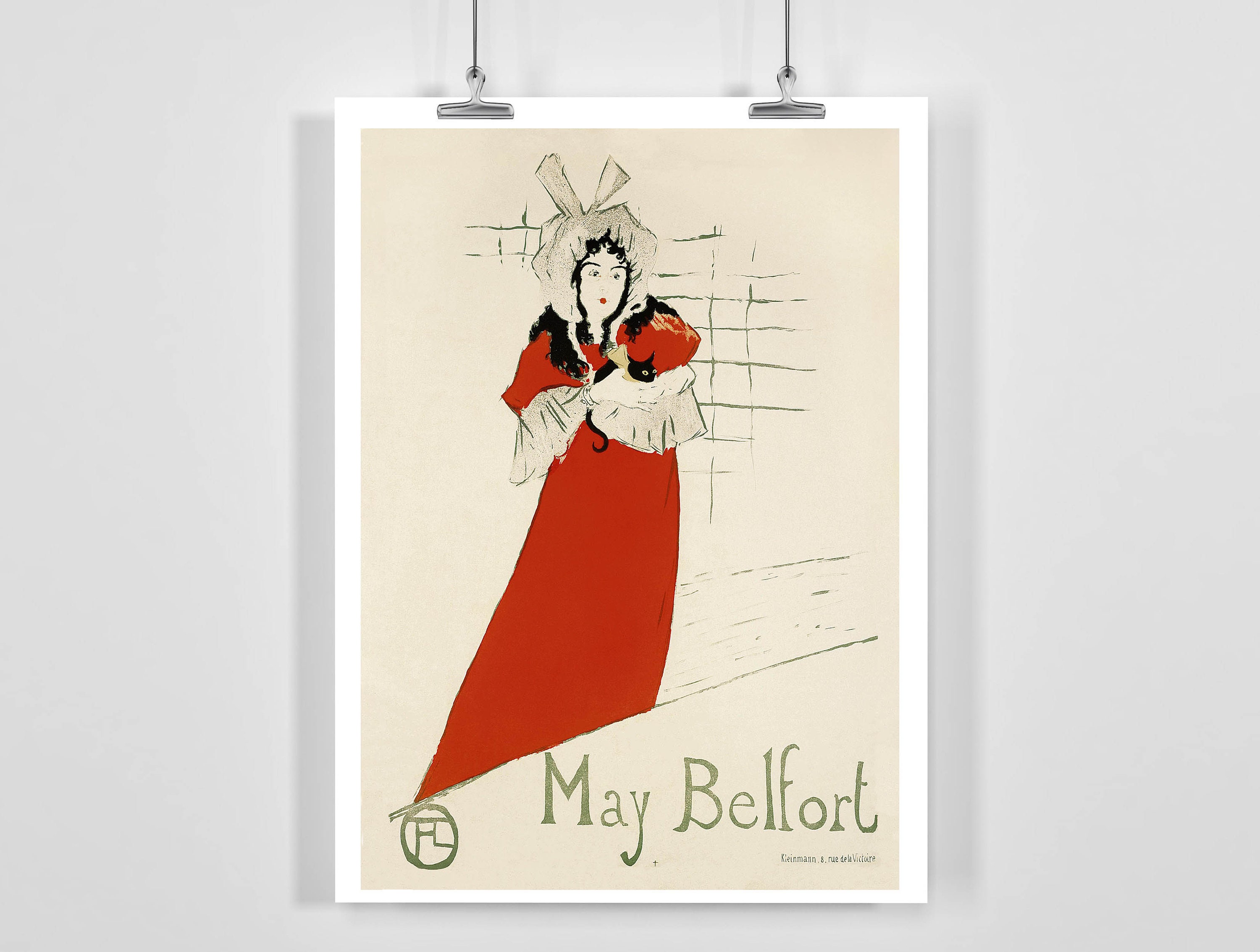 May Belfort Parisian Nightclubs Black Cat 1890s Vintage Poster by