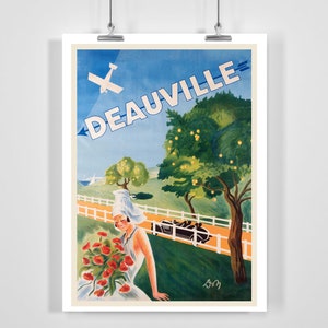 Deauville Normandy France Vintage Travel Poster - Framed / Unframed