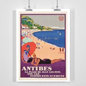 Antibes French Riviera Côte d&#39;Azur France Vintage Travel Poster - Framed / Unframed