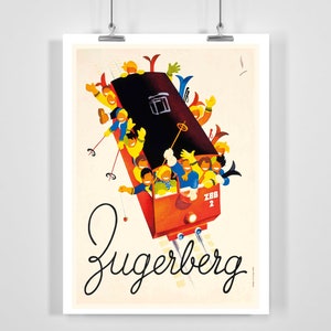 Zugerberg Switzerland Vintage Ski Poster - Framed / Unframed