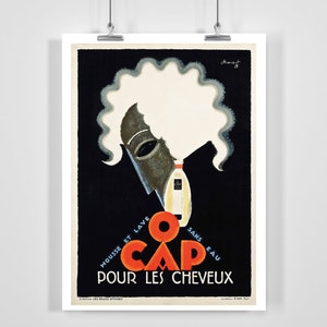 O Cap Pour Les Cheveux Vintage Advertising Poster por Charles Loupot - Enmarcado / Sin marco