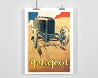 Vintage Retro Racing Car Poster - Framed / Unframed