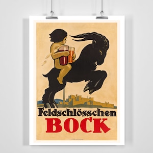 Feldschlösschen Brauerei Feldschlösschen Bier Vintage Werbeplakat - gerahmt / ungerahmt