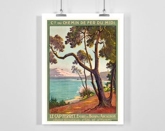 Cap Ferret Entrance to the Arcachon Basin France Vintage Travel Poster - Framed / Unframed