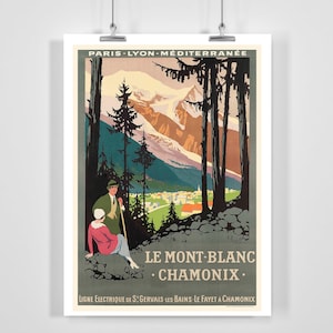 Chamonix Mont Blanc France Vintage Travel Poster - Framed / Unframed