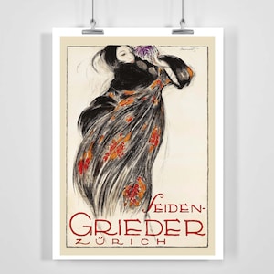 Vintage Kleidung Grieder Zürich Schweiz Vintage Werbeplakat - gerahmt/ungerahmt