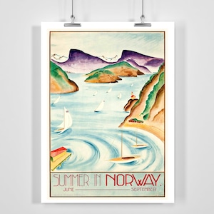 Summer in Norway Vintage Travel Poster - Framed / Unframed