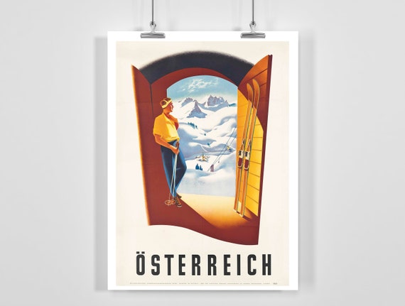 Winter Sport in Austria Österreich Vintage Ski Poster - Framed / Unframed