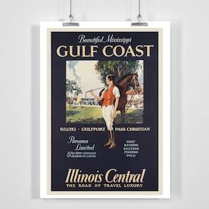 Gulf Coast Beatiful Mississippi vintage Travel Poster - Encadré / Non encadré