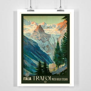 Italien Trafoi Stilfserjoch Südtirol Vintage Reiseposter - Gerahmt / Ungerahmt