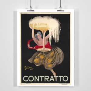 Contratto Champagne Vintage Alkohol Werbeplakat - Gerahmt / Ungerahmt