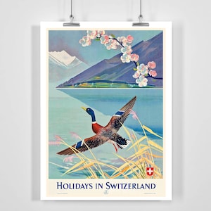 Holiday in Switzerland Vintage Travel Poster - Framed / Unframed