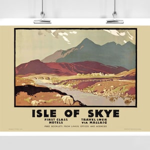 Poster di viaggio vintage dell'isola di Skye, Scozia - Incorniciato / Senza cornice