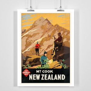 New Zealand Vintage Travel Poster - Framed / Unframed