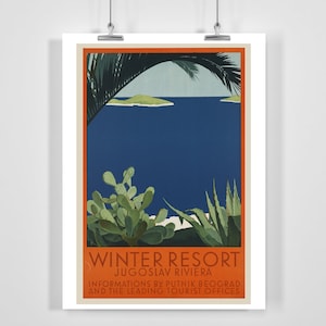 Jugoslawien Winterresort Vintage Reiseposter - gerahmt / ungerahmt