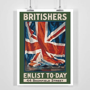 Britishers Enlist Today Vintage Poster por Guy Lipscombe - Enmarcado / Sin marco