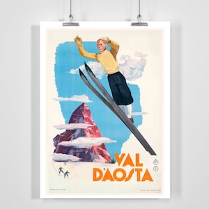 Aosta Valley Italy Vintage Ski Poster Framed / Unframed