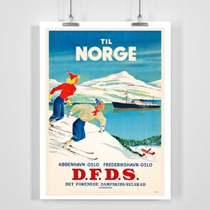 To Norwegen Sport Ski Vintage Sport Poster - Gerahmt / Ungerahmt