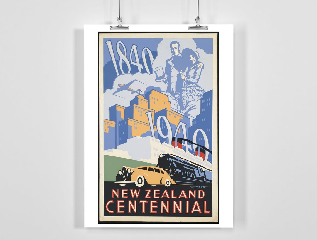 New Zealand Vintage Travel Poster - Framed / Unframed - Etsy