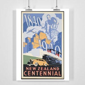 New Zealand Vintage Travel Poster - Framed / Unframed