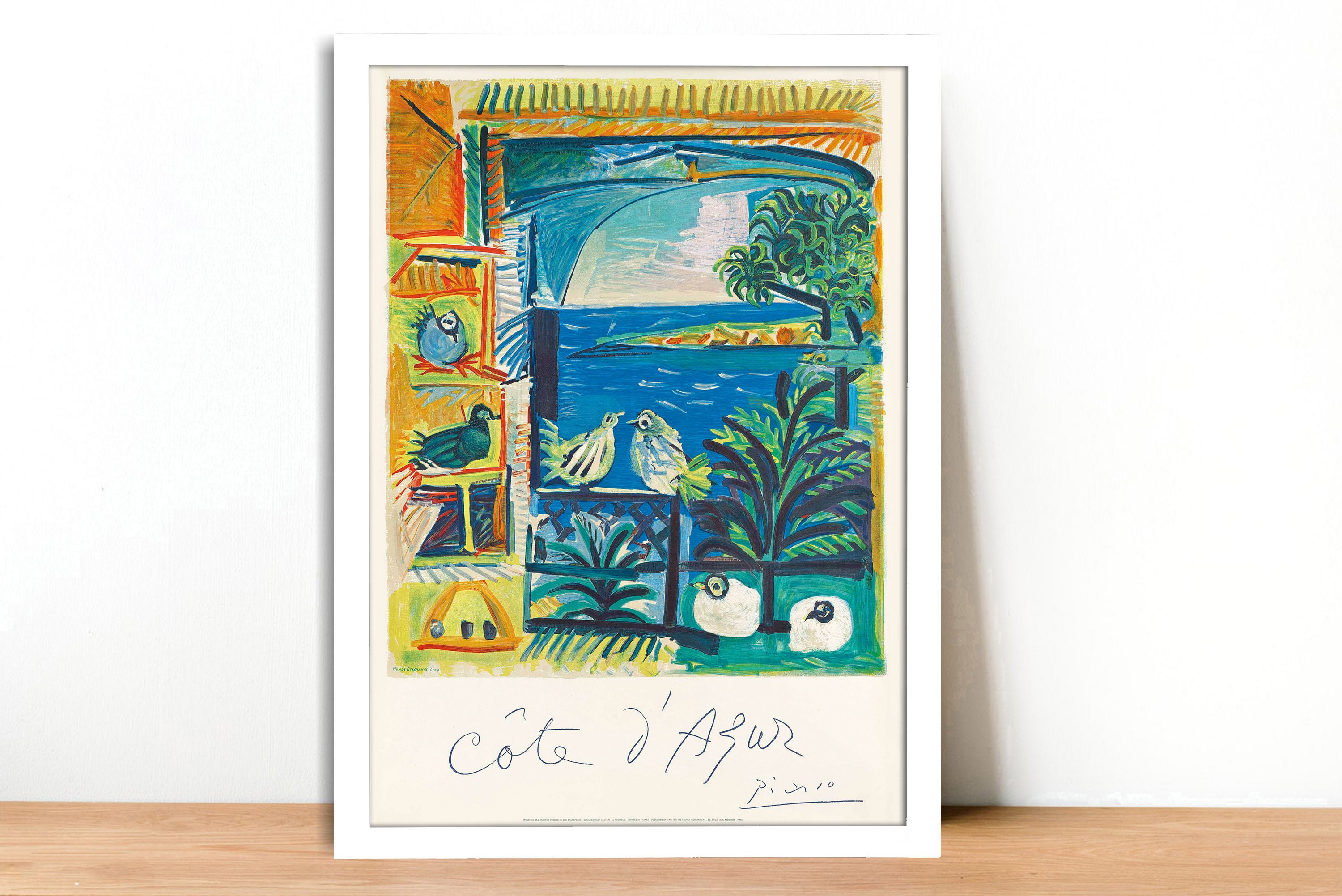Côte D'azur France Vintage Travel Poster by Pablo Picasso - Framed