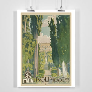 Italia Tivoli Villa d&#39;Este Vintage Travel Poster - Framed / Unframed