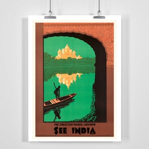 See India Lucknow Chattar Manzil Vintage Travel Poster - Framed / Unframed