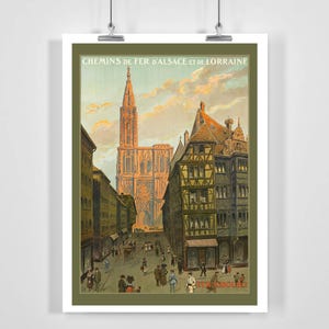 Strasbourg Alsace France Vintage Travel Poster - Framed / Unframed
