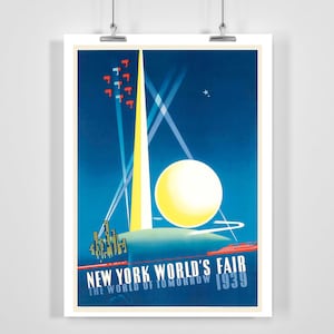 New York World es Fair The World of Tomorrow 1939 Vintage Werbeposter - Gerahmt / Ungerahmt