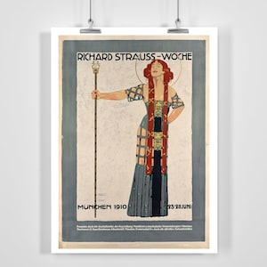 Richard Strauss-Woche München 1910 Vintage Werbeplakat - gerahmt / ungerahmt