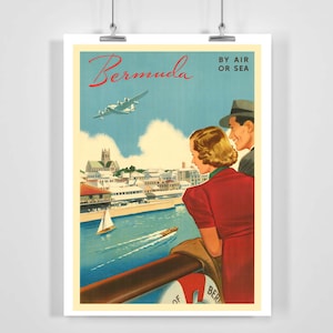 Bermuda by Air or Sea Vintage Travel Poster - Framed / Unframed