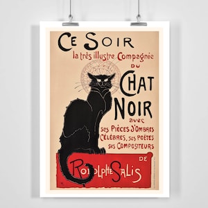 Le Chat Noir Black Cat Vintage Advertising Poster por Theophile-Alexandre Steinlen - Enmarcado / Sin marco