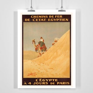 Egypt 4 Days From Paris Egyptian State Railways Vintage Travel Poster - Framed / Unframed
