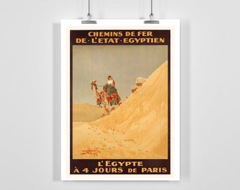 Egypt 4 Days From Paris Egyptian State Railways Vintage Travel Poster - Framed / Unframed