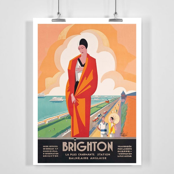 Brighton - The Most Charming English Seaside Resort - Travel Poster by Roger Broders - Framed / Unframed