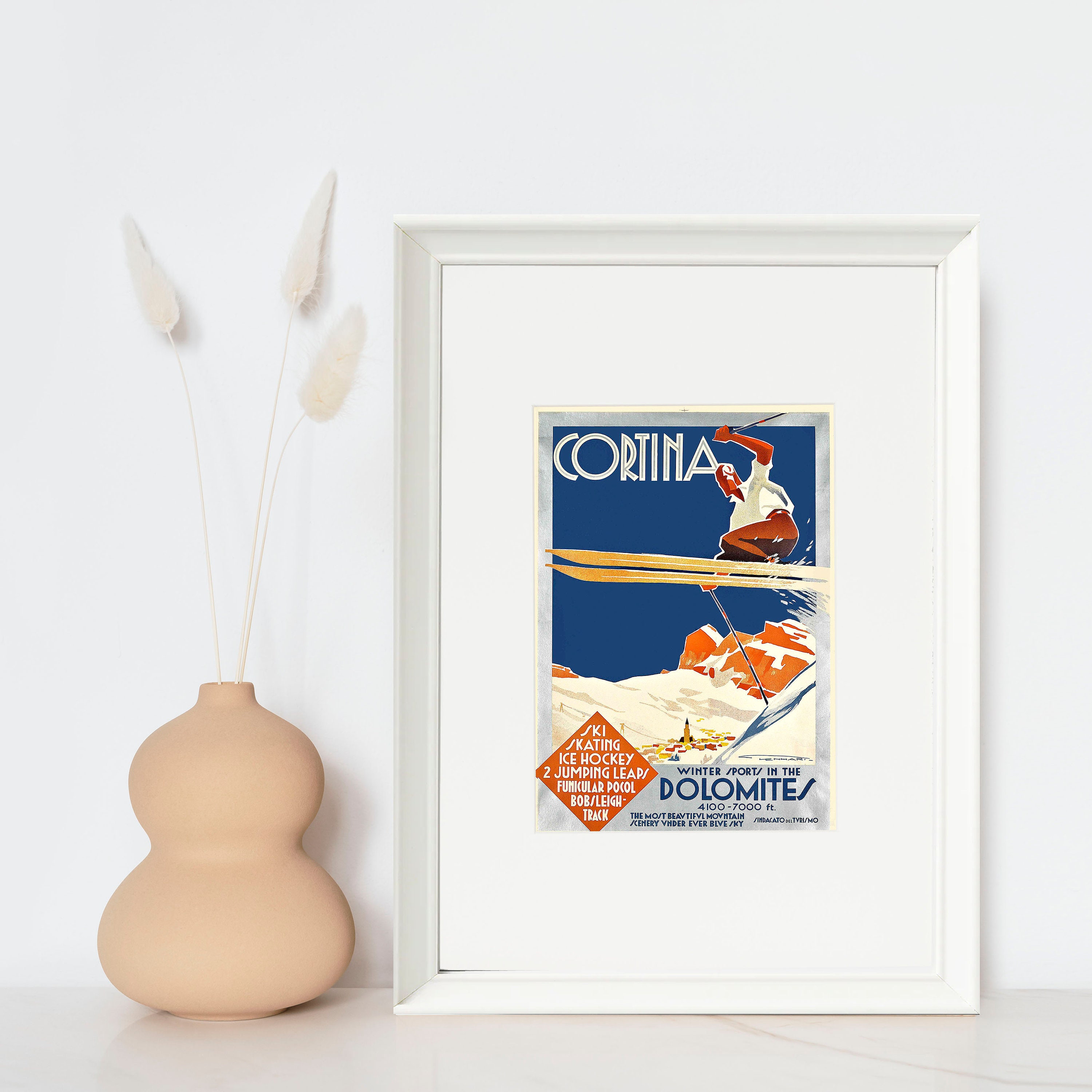 Targa In Metallo Vintage 'Winter Destinations Ski Resorts' 30x20 Cm, Goffrata, Con Cordoncino