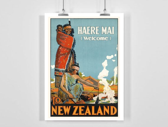 New Zealand Vintage Travel Poster - Framed / Unframed - Etsy