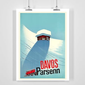 Davos Parsenn Switzerland Vintage Ski  Poster - Framed / Unframed