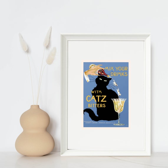 Mix Your Drinks With Catz Bitters Vintage Food&drink Poster